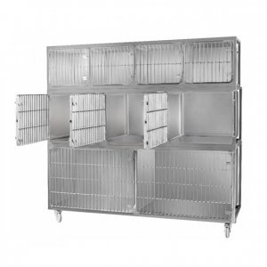 Veterinary animal cage unit